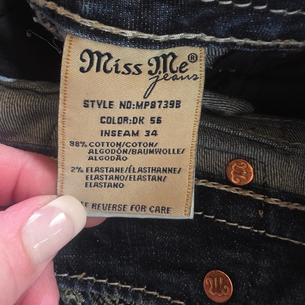 Miss Me Bootcut Jeans Womens 27 Dark Wash Embellished Embroidered MP8739B Y2K - Picture 6 of 16